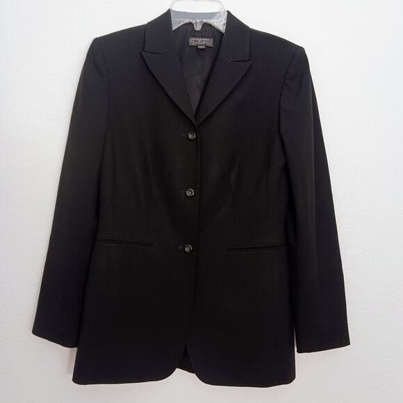 Classiques Entier Black Blazer Size 2 WOOL BLEND Business Casual Career Jacket - Picture 9 of 13
